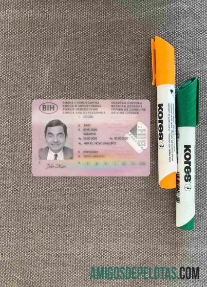 Carteira de habilitação da Bósnia e Herzegovina fotolook frente amostra